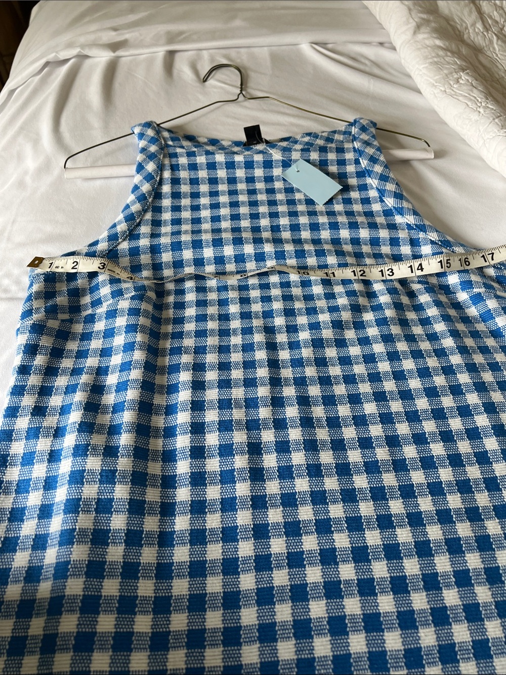 Ann Taylor Blue and White Gingham Sleeveless Tank - Picture 3 of 5